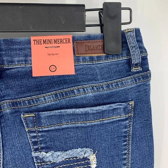 BlankNYC Jeans Girls Kids Size 14 The Mini Mercer Skinny Blue Denim Step Hem NWT - Picture 8 of 13